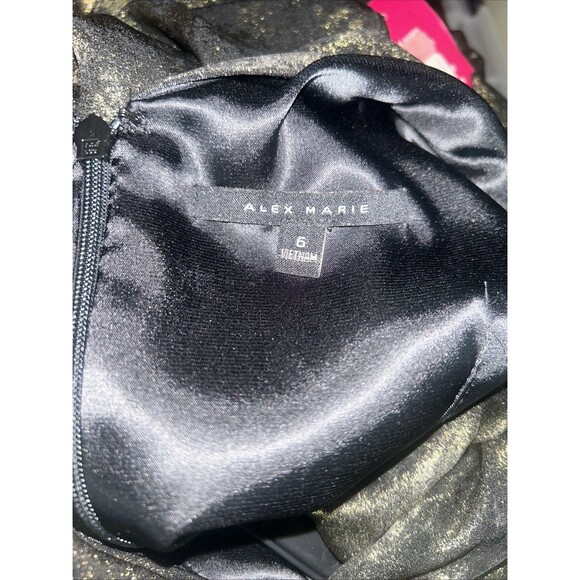 Women’s Alex Marie sleeveless, ruffled, black and gold maxi gown, Sz 6, NWT - Picture 10 of 10